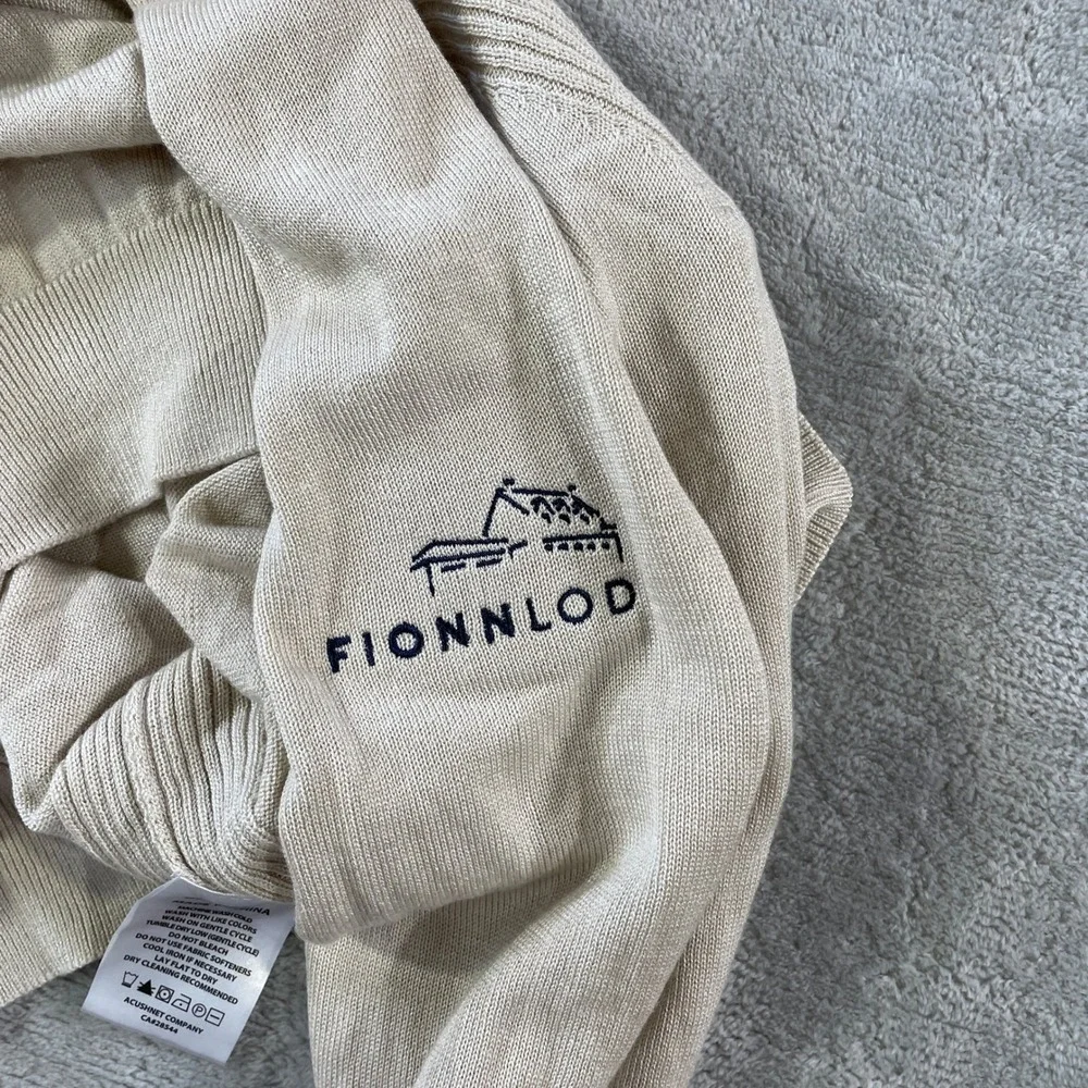 FootJoy 1/4 Zip Pullover Sweater Mens Large Beige Wool Blend Office Preppy Golf